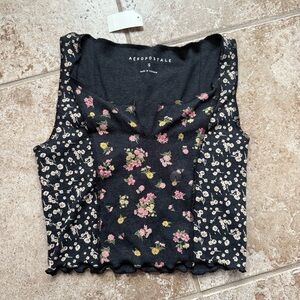 Aeropostale black floral crop top